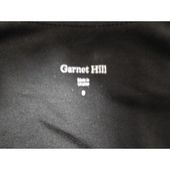 GARNET HILL Black Viscose Stretch Jersey Crossover Bodice Knee Length Dress SZ S - Picture 6 of 6